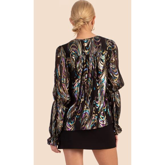 TRINA TURK Ambrosial Top Blouse in Black Multi. Size S. - Picture 2 of 9